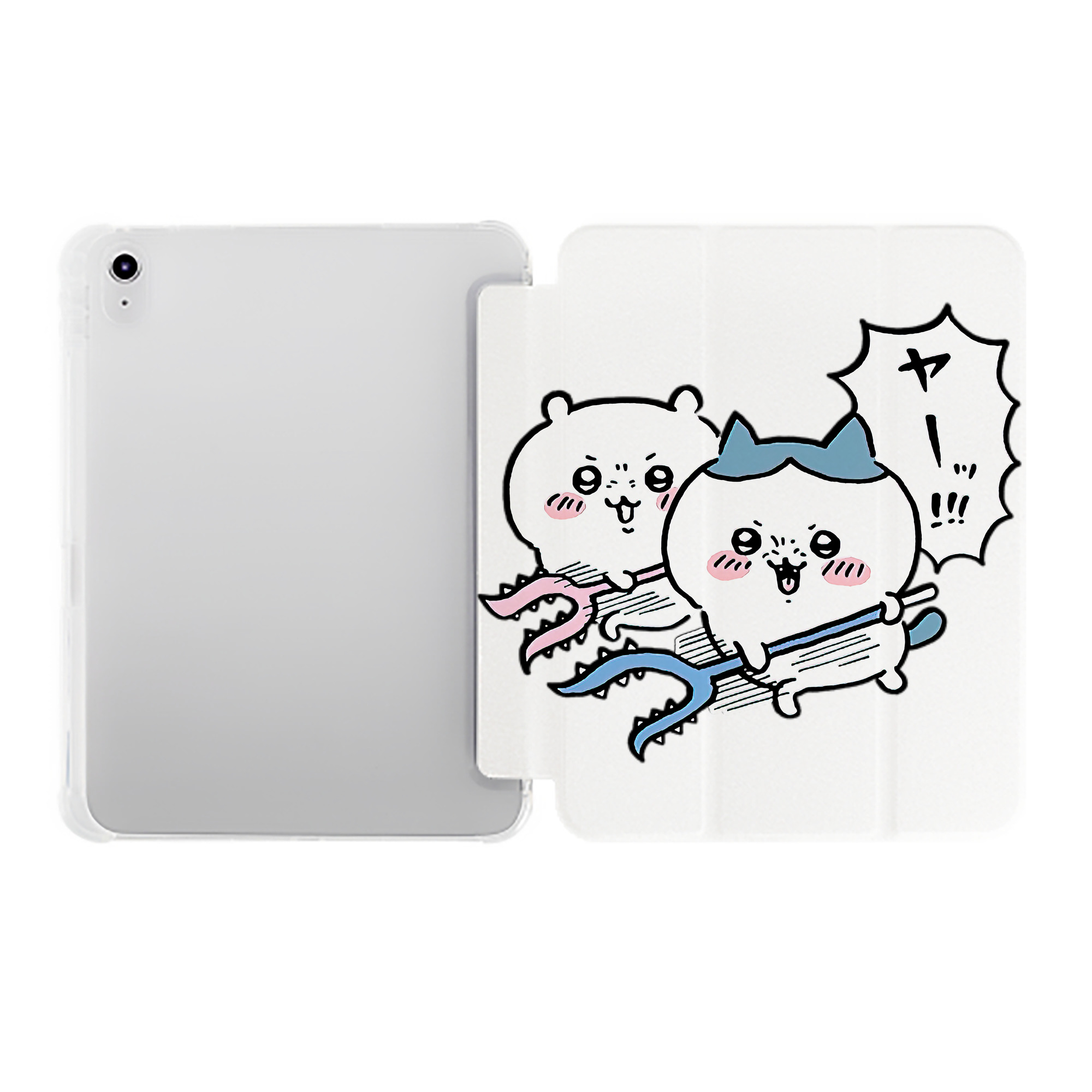 （画像用） ちいかわ ハチワレ Chii-kawa hachiware IPad ケース ペン収納付き 三つ折りスタンド PUレザー×シリコン 対応機種9.5/10.5/10.9インチ